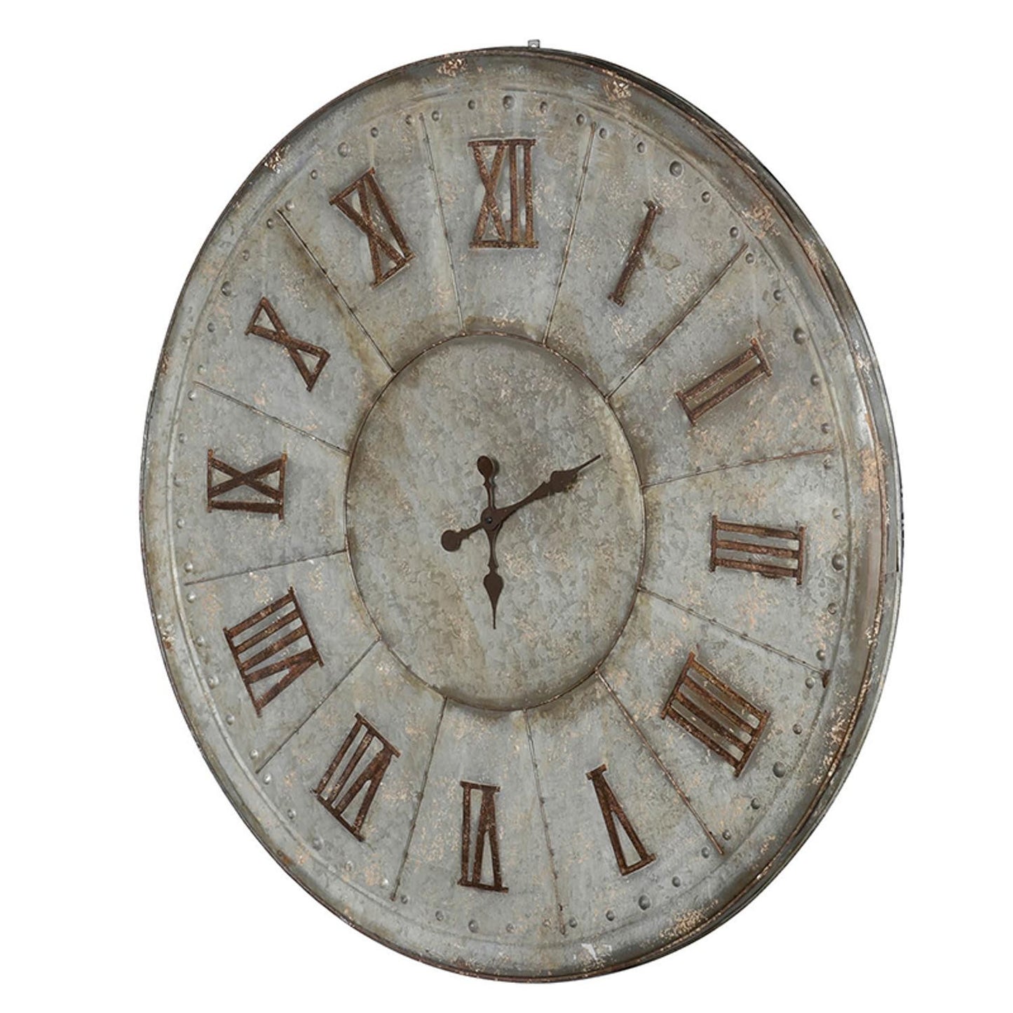 39" Rustic Galvanized Metal Round Wall Clock-3
