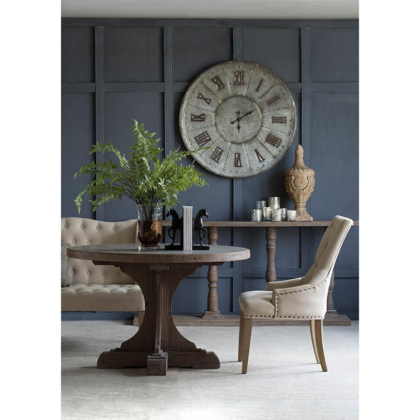 39" Rustic Galvanized Metal Round Wall Clock-5
