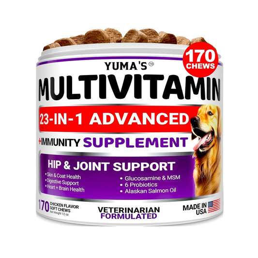 Dog Multivitamin Chewable with Glucosamine - Dog Vitamins and Supplements - 170 Treats - Senior & Puppy